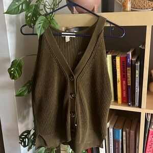 H&M olive knit button down tank sz 2